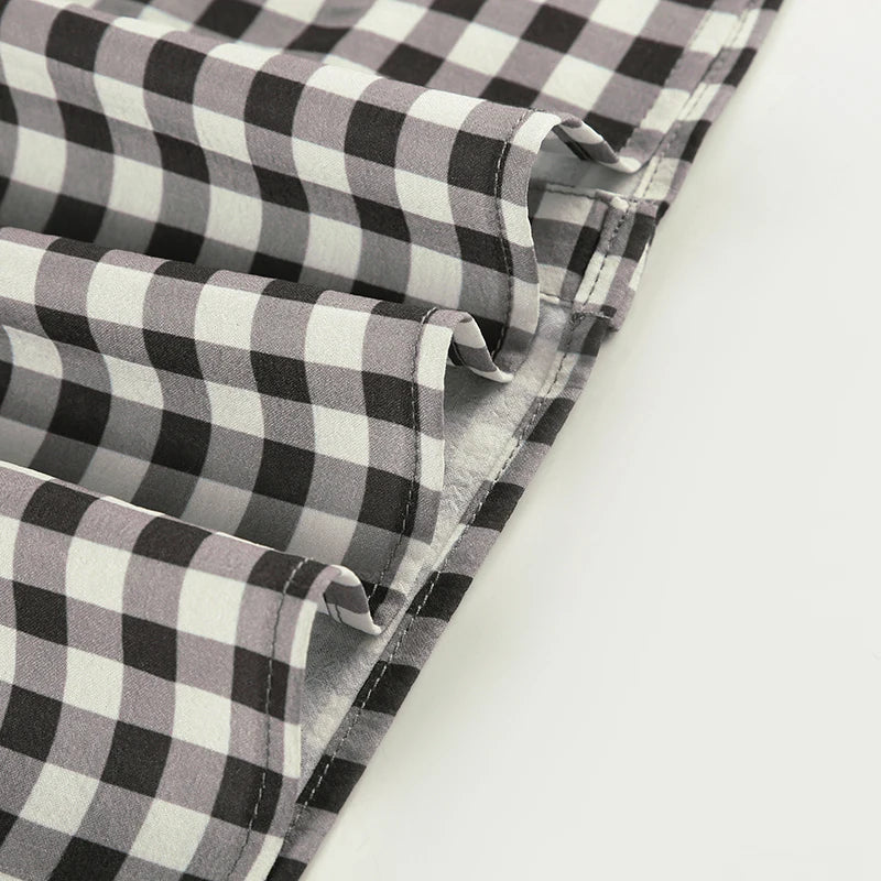 Fashion Simple Plaid Elegant Causal Women Dresses Trendy Chic Button Slim Fit Mini Frock