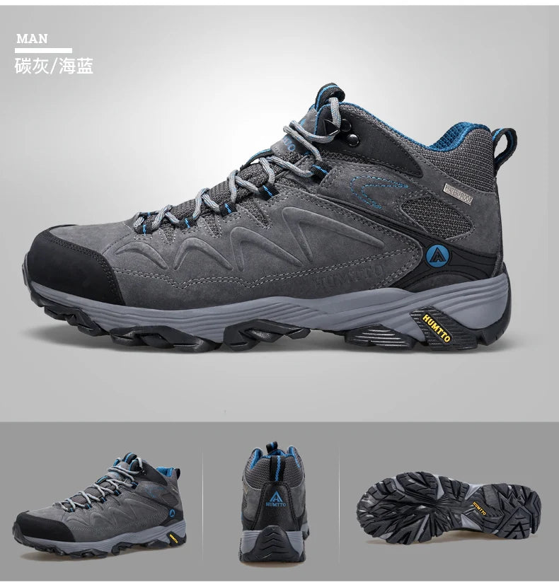 HUMTTO Waterproof Hiking Shoes Leather Outdoor Sneakers for Men Trekking Boots Male Camping Hunting Mens Tactical Ankle Boots
